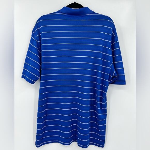 Nike Golf Polo Shirt Striped Dri-Fit Short Sleeve Button Blue White Men Medium - Picture 2 of 13